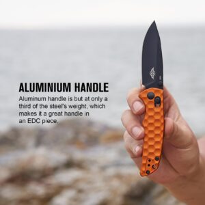 OKNIFE Rubato 3 Pocket Knife with 154CM Stainless Blade, Folding Knife for Camping, Hiking, Indoor and Outdoor Activities (Orange)