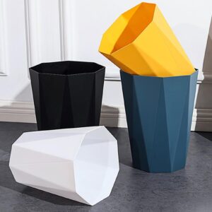 WEECRON Bathroom Trash Can Small Waste Basket Plastic Diamond Shape 1.8 Gallon (2 Pack, White)