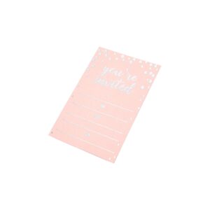 Invitation Cards - 24-Count 4" x 6" Baby Pink Invitation Cards ‘’You Are Invited’’ in Silver Foil with 26 Silver Foil Confetti Kraft Envelopes – For Wedding, Bridal Shower, Baby Shower, Birthday