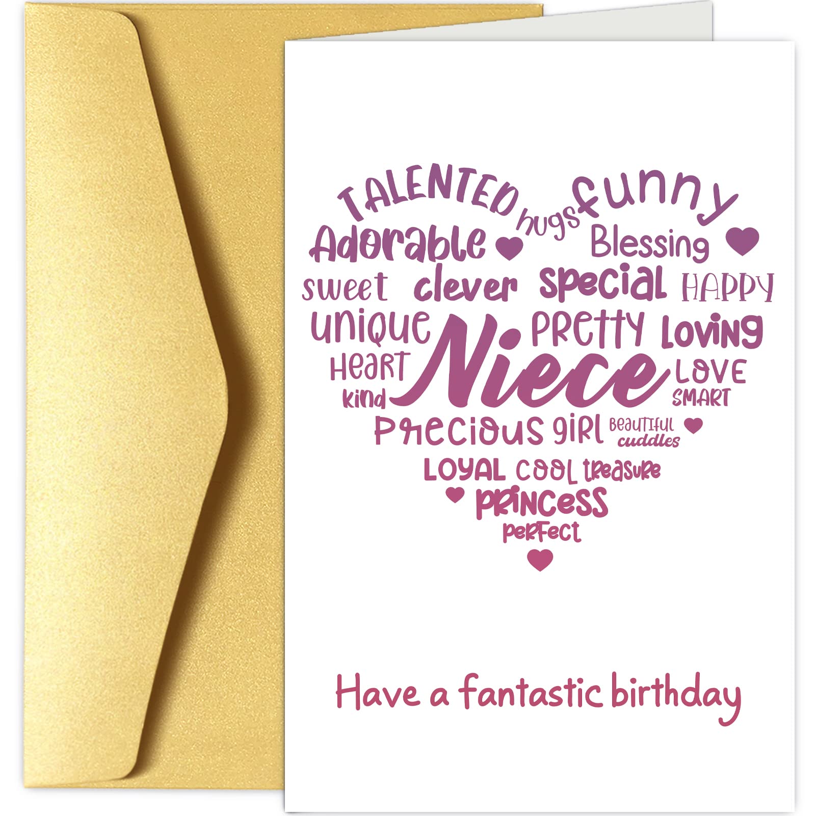 Chenive Sweet Niece Birthday Card, Adorable Birthday Card from Aunt Uncle, Praise Niece Bday Greeting Card, Happy A Fantastic Birthday Card for Niece