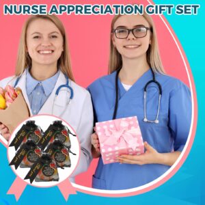 Sureio 72 Pcs Nurse Gift Include 24 Nurse Keychain with 24 Tassel Organza Bag and 24 Tag Thank You Gifts for Party(Black,Classic Style)