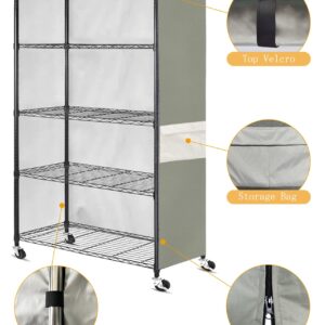 SoloToo Shelf Cover - Heavy Duty Waterproof Shelves Cover,Storage Shelving Unit Cover,Fits 48" W x 18" D x 72" H Storage Rack (Grayish Green)