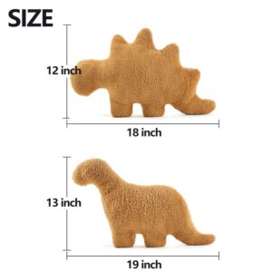 LANARP Dino Nugget Pillow,Dino Chicken Nugget Plush,Soft Dinosaur Chicken Nuggets Pillow for Birthday Decorations, Stuffed Animal Plush Toy (Stegosaurus + Brontosaurus)