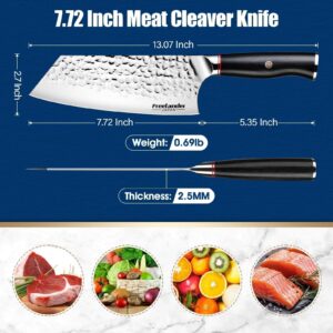 Freelander Chef Knife, 7.72 Inch High Carbon Meat Cleaver Knife, Professional Japanese Stainless Steel Knife for Meat and Vegetables - Ergonomic Handle for Home and Kitchen