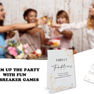 Golden Theme Favorite Family Traditions Baby Shower Games Set(1 Sign and 20 Cards), Games for Baby Shower, Wedding Shower, Bridal Shower, Game Night, Gender Reveal Party, Family Day Decorations 20