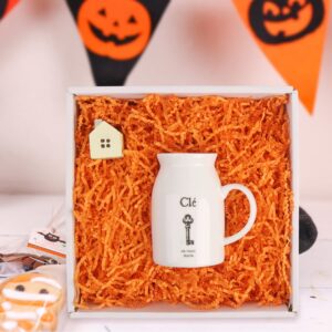 LOMIMOS 250g/8.8oz Halloween Orange Raffia Paper Confetti Shred,for Gift Wrapping Craft DIY Packaging Filling Party Decoration