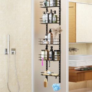 Elbourn Over The Door Shower Caddy, Adjustable Hanging Shower Organizer, Shampoo Rack Bathroom Storage - 5 Shelves