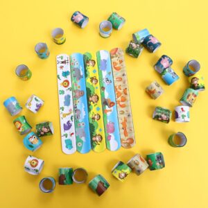 48 PCS Slap Bracelets Wristbands for Jungle Safari Party Favors, Safari and Jungle Theme Party Decoration Tools