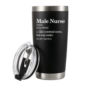 male nurse definition murse like a normal nurse but way cooler nurse gifts to boyfriend husband dad from girlfriend wife mom vacuum insulated tumbler removable lid and straw (black, 20 oz)