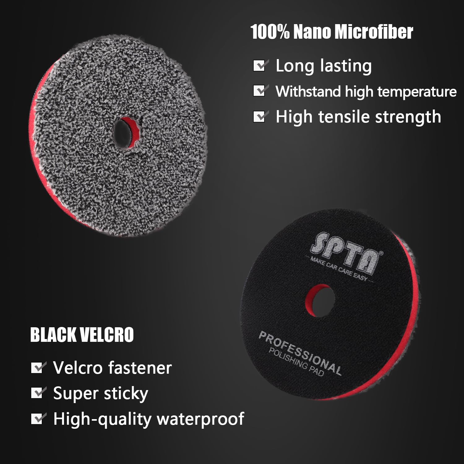 SPTA 5"(125MM) Microfiber Cutting Pads, 3PCS Soft Microfiber Wax Removal Pad, Detailing Wax Applicator Pad, for Waxing and Polishing&Scratch and Vortex Removal Pad, Ultrafine Fiber Pad