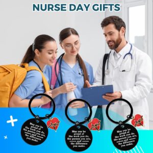 Sureio 72 Pcs Nurse Gift Include 24 Nurse Keychain with 24 Tassel Organza Bag and 24 Tag Thank You Gifts for Party(Black,Classic Style)