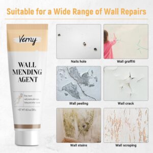 Verny Drywall Repair Kit, Spackle Wall Repair, Wall Mending Agent with Scraper, 8.5oz - Quick and Easy Solution for Filling Holes and Cracks in Home Walls, Plaster Wall and Wood Scratch Repair