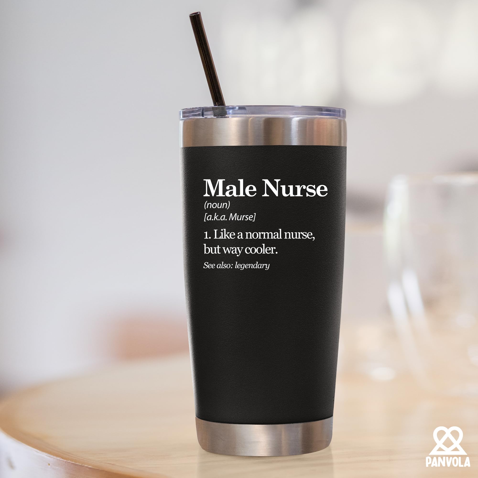 Male Nurse Definition Murse Like A Normal Nurse But Way Cooler Nurse Gifts to Boyfriend Husband Dad From Girlfriend Wife Mom Vacuum Insulated Tumbler Removable Lid and Straw (Black, 20 oz)