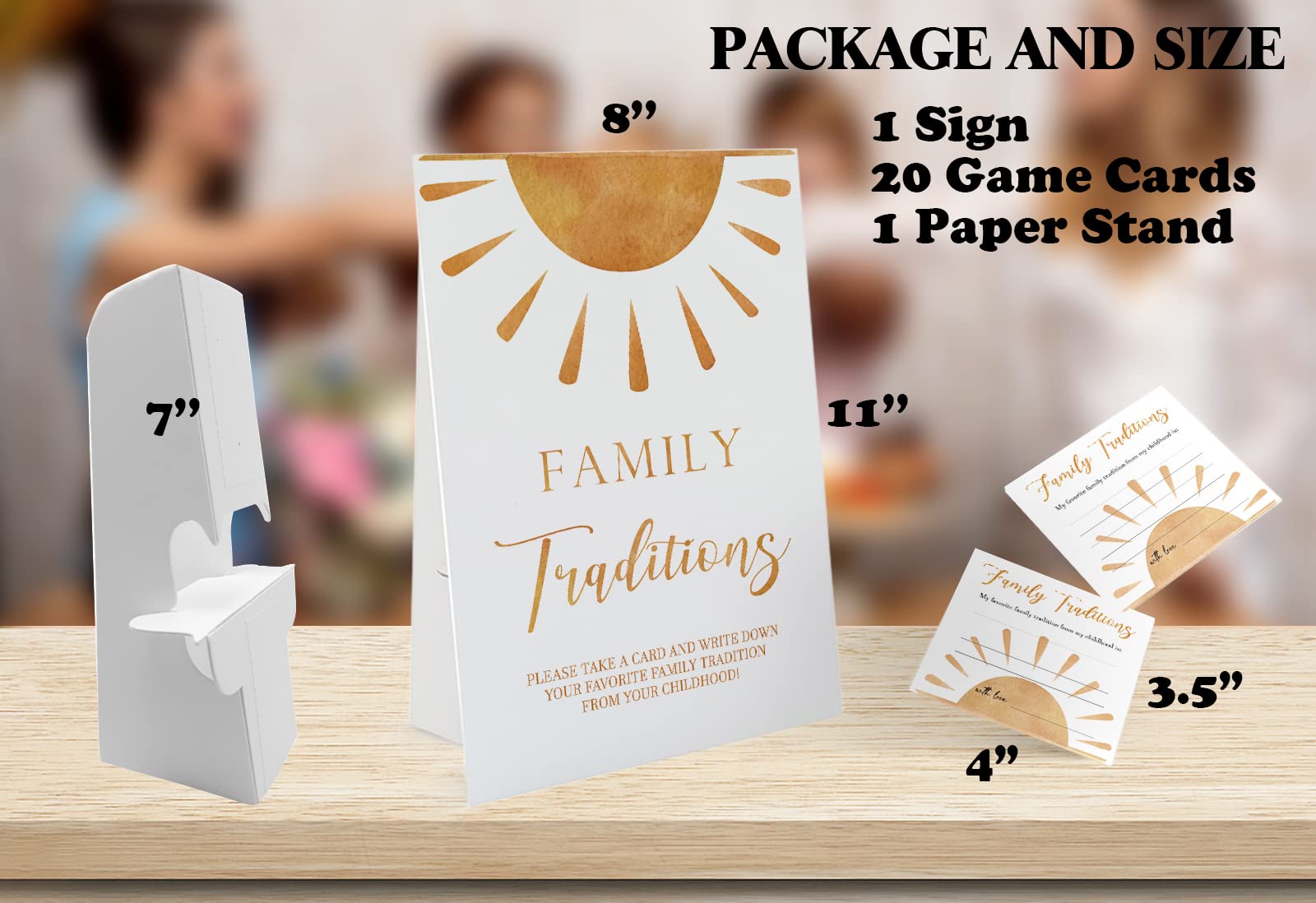 Sun Theme Favorite Family Traditions Baby Shower Games Set(1 Sign and 20 Cards), Games for Baby Shower, Wedding Shower, Bridal Shower, Game Night, Gender Reveal Party, Family Day Decorations 07