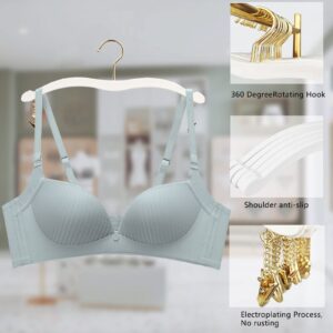 Besser 10 Pack Lingerie Hangers with Gold Metal Clips,Imitation Wood Grain Bralettes Bikini Hangers,Plastic Material Hangers for Bras,Tank Tops,Bralettes, Bikini