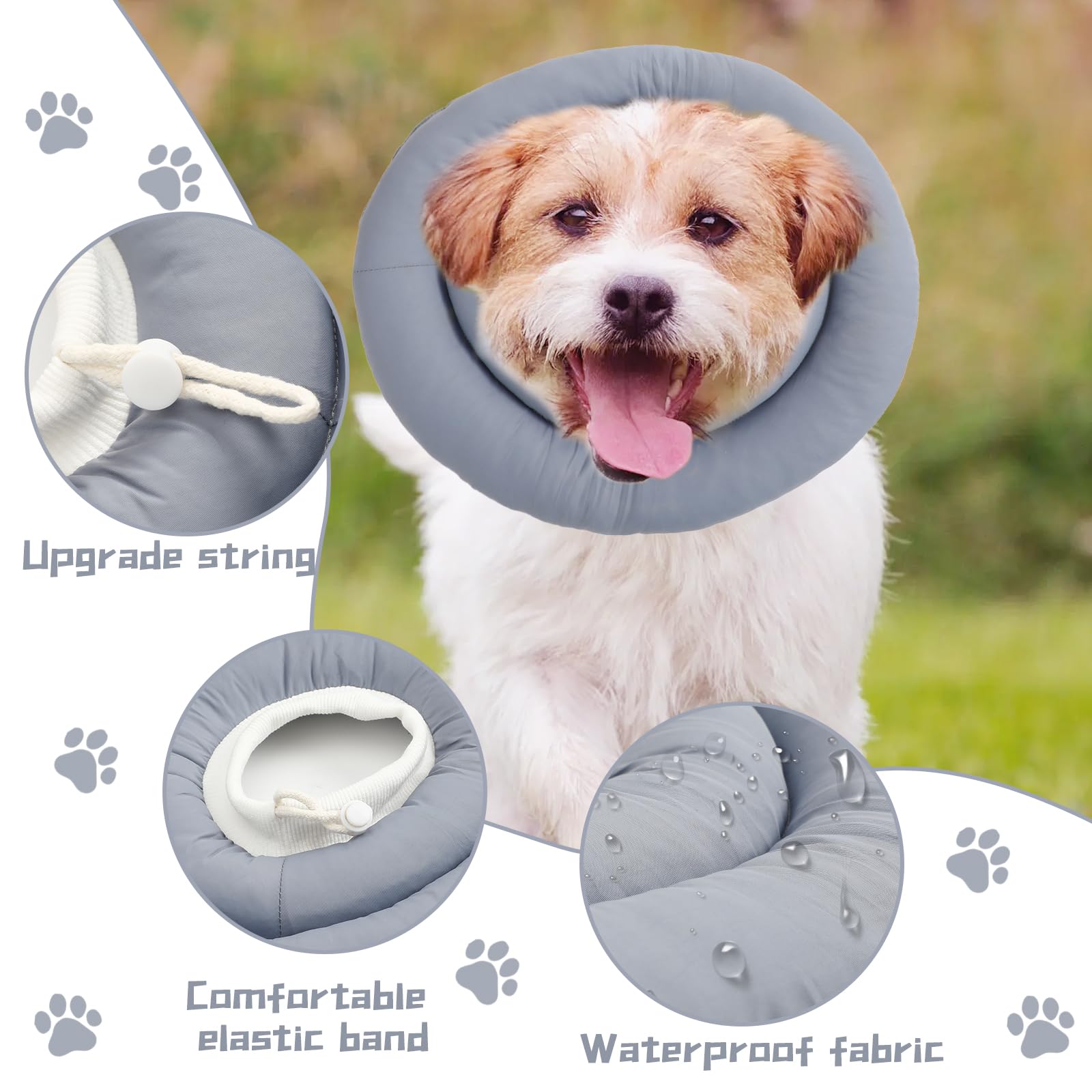 Soft Dog Cones for Small Dogs Waterproof Soft Elizabethan Donut Collar After Surgery, Adjustable Dogs Cats Recovery Collar Comfy Protective Cone Collar Anti-Licking Biting Wounds