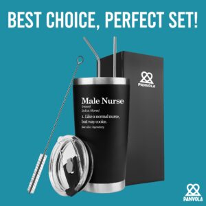 Male Nurse Definition Murse Like A Normal Nurse But Way Cooler Nurse Gifts to Boyfriend Husband Dad From Girlfriend Wife Mom Vacuum Insulated Tumbler Removable Lid and Straw (Black, 20 oz)