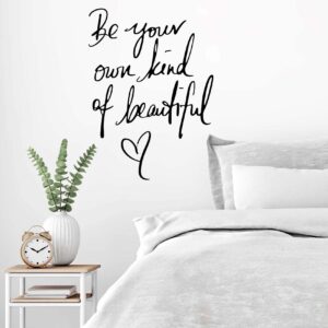 Inspirational Vinyl Wall Decals, Be Your Own Kind of Beautiful Quote Wall Sticker Wall Art Home Decor Wall Stickers for Living Room Bedroom Office Bathroom Girl Home Decoration(Black)