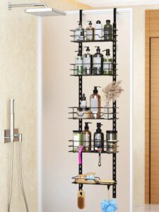 elbourn over the door shower caddy, adjustable hanging shower organizer, shampoo rack bathroom storage - 5 shelves