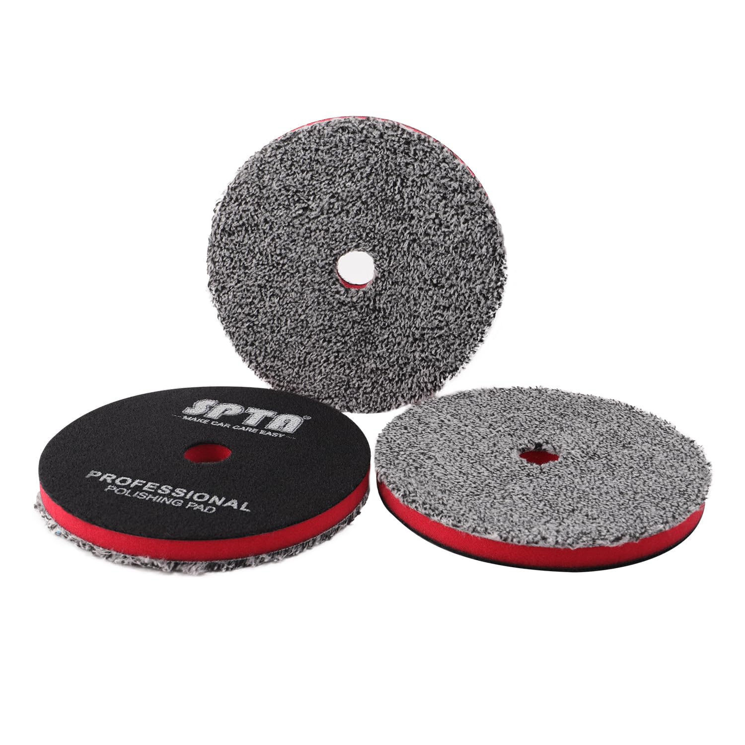 SPTA 5"(125MM) Microfiber Cutting Pads, 3PCS Soft Microfiber Wax Removal Pad, Detailing Wax Applicator Pad, for Waxing and Polishing&Scratch and Vortex Removal Pad, Ultrafine Fiber Pad