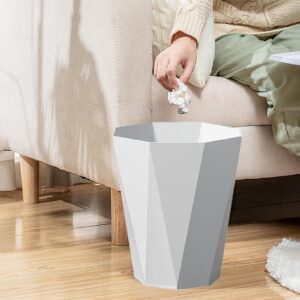 WEECRON Bathroom Trash Can Small Waste Basket Plastic Diamond Shape 1.8 Gallon (2 Pack, White)