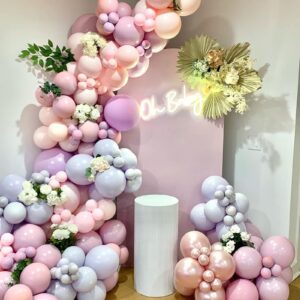 Purple Blush Balloon Garland Arch Kit,Double-Stuffed Dusty Purple Blush Pink Balloons for Butterfly Birthday Bridal Baby Shower Party Decorations