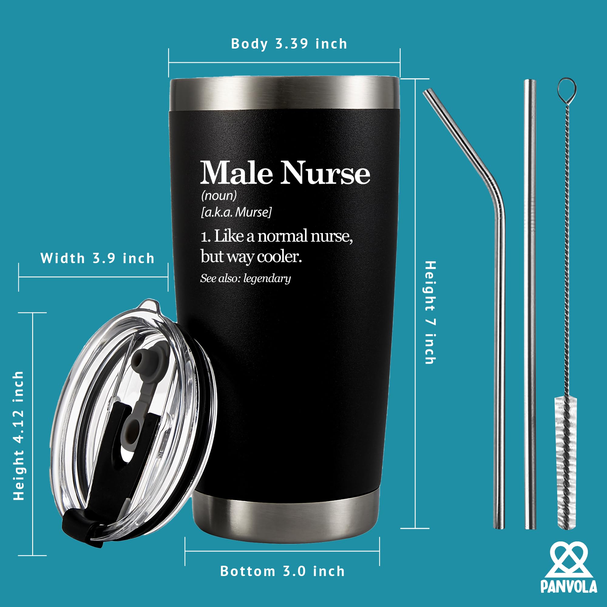 Male Nurse Definition Murse Like A Normal Nurse But Way Cooler Nurse Gifts to Boyfriend Husband Dad From Girlfriend Wife Mom Vacuum Insulated Tumbler Removable Lid and Straw (Black, 20 oz)