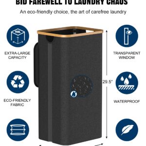 Laundry Hamper with Lid - Large Laundry Basket… (Black, 110L)