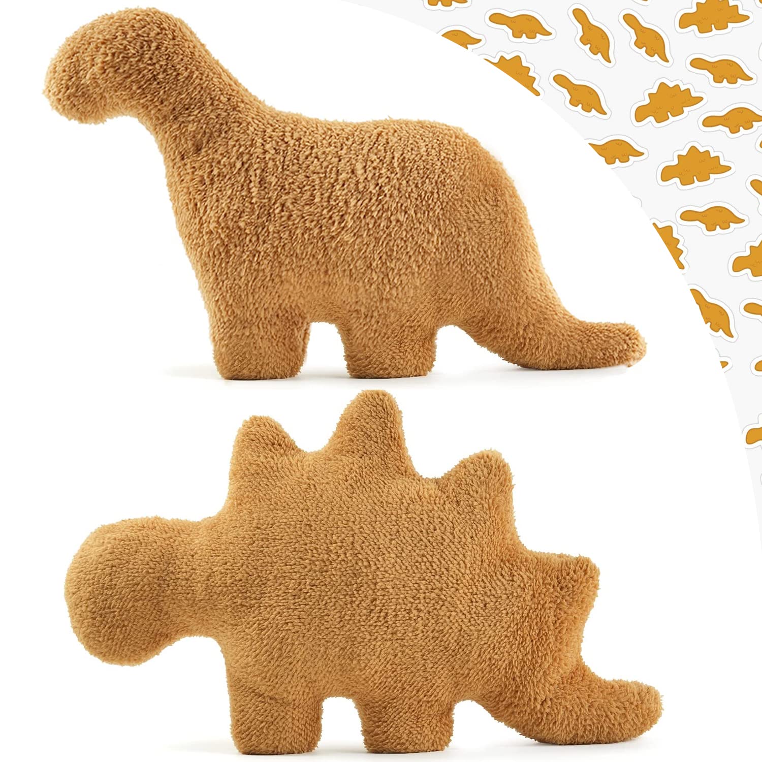 LANARP Dino Nugget Pillow,Dino Chicken Nugget Plush,Soft Dinosaur Chicken Nuggets Pillow for Birthday Decorations, Stuffed Animal Plush Toy (Stegosaurus + Brontosaurus)