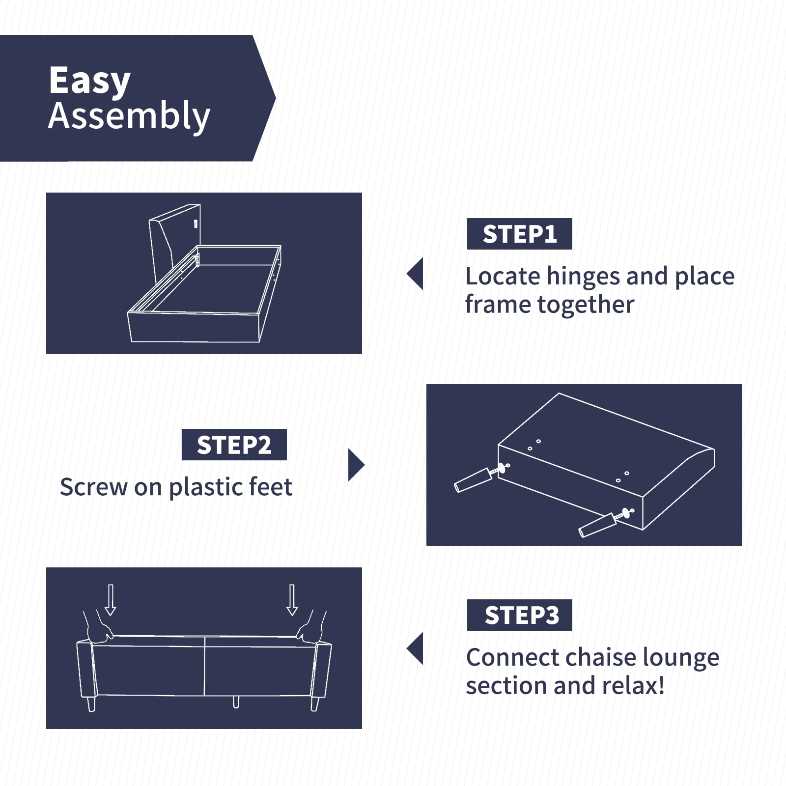 ZAFLY Convertible Sectional Sofa Couches,3 Pcs Couches Set with Storage Ottoman for Living Room,Modular L Shape and Loveseat Sets Including 3 Seat Sofa,Ottoman Loveseat,Dark Grey