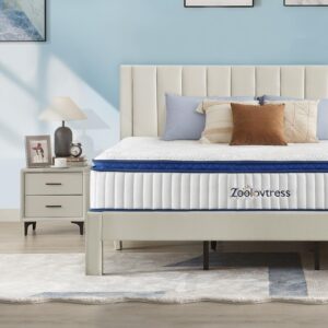 zeelovtress 12 inch full size mattress, cool gel memory foam hybrid full mattress in a box, with medium firm individual pocketed coils for support, toss and turn reduction, pain pressure relief