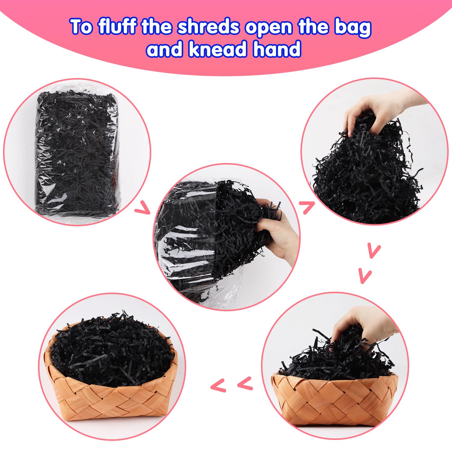 LOMIMOS 250g/8.8oz Halloween Black Raffia Paper Confetti Shred,for Gift Wrapping Craft DIY Packaging Filling Party Decoration