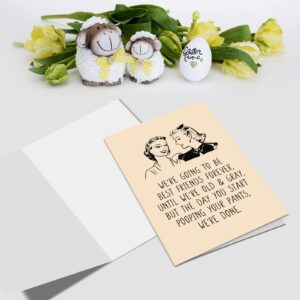 Nchigedy Funny Birthday Card for Best Friend, Humorous Friendship Card for Her, Hilarious Pooping Pants Friend Card for Bestie