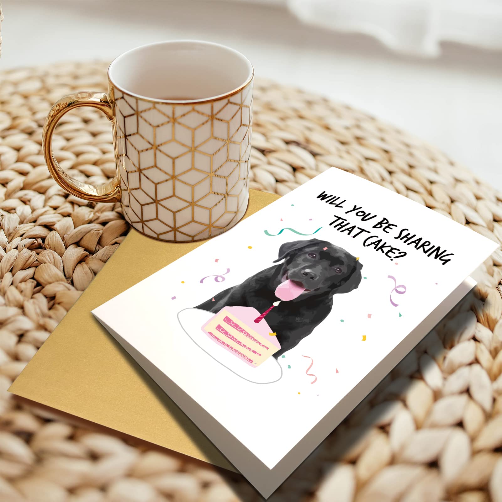 Funny Dog Birthday Card, Birthday Card from Dog, Happy Birthday Card for Dog Owner, Labrador Will You Be Sharing That Cake Bday Card