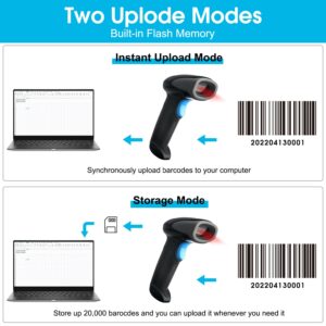 Sumicor Bluetooth Wireless Barcode Scanner with Stand, Handfrees Automatic Scanning & Manual Trigger Hand Barcode Scanner Gun, 1D 2D QR Code DM Scanner Work with Smart Phone, Tablet, PC