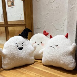 ARELUX Cute Ghost Plush Pillow,Soft White Heart Ghost Stuffed Animals Snowman Plushies Kawaii Doll Toy Funny Room Decor Gift for Girls Boys Birthday,Halloween,Christmas