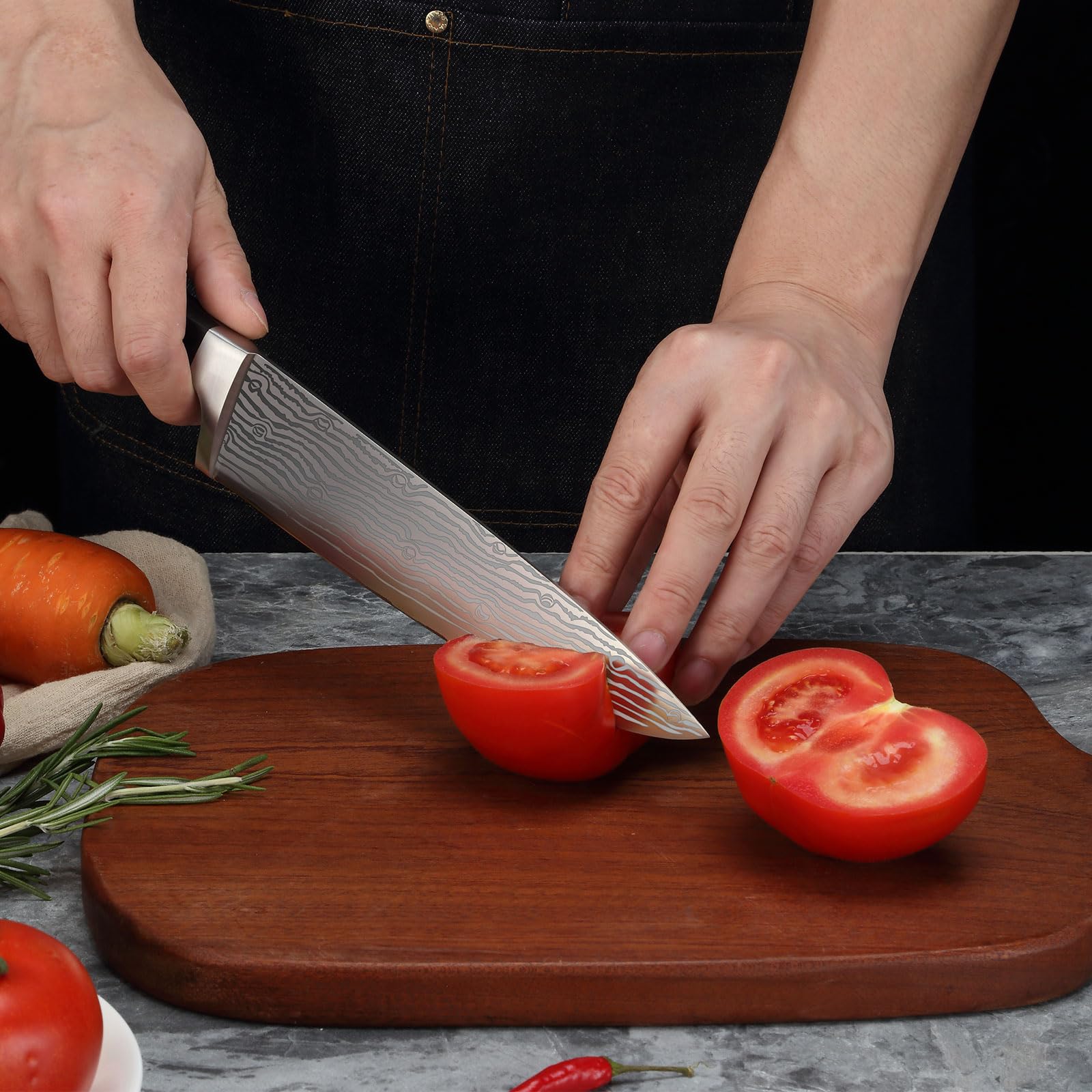 Chef knives (8.3 inch), Unokit Professional chef knife and honing steel, stainless steel, Ergonomic Handle, Ultra Sharp Chef Knife, Non-Stick Kitchen Knife, Chefs Knives and Honing Steel with Gift Box