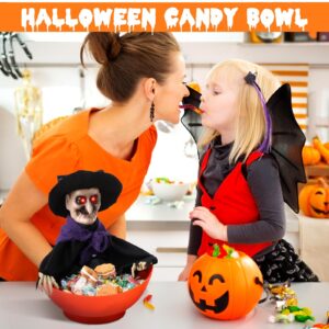 Roshtia 2 Pcs Halloween Candy Bowl Animated Skeleton and Witch Candy Bowl with LED Eyes and Creepy Sound Scary Trick or Treat Bowl Skull Screaming Candy Holder for Prank Props Party Decorations