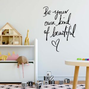 Inspirational Vinyl Wall Decals, Be Your Own Kind of Beautiful Quote Wall Sticker Wall Art Home Decor Wall Stickers for Living Room Bedroom Office Bathroom Girl Home Decoration(Black)