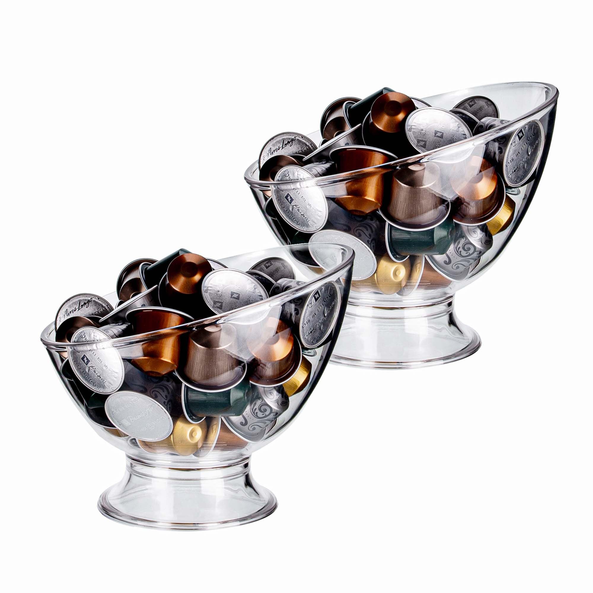 MOLFUJ Coffee Pod Holder, Clear K Cup Holder Plastic, Espresso Coffee Pod Holders for Counter Small, Coffee Pod Storage for K Cups, Capsule Organizer Creamer Holder for Coffee Bar (2 Pack)