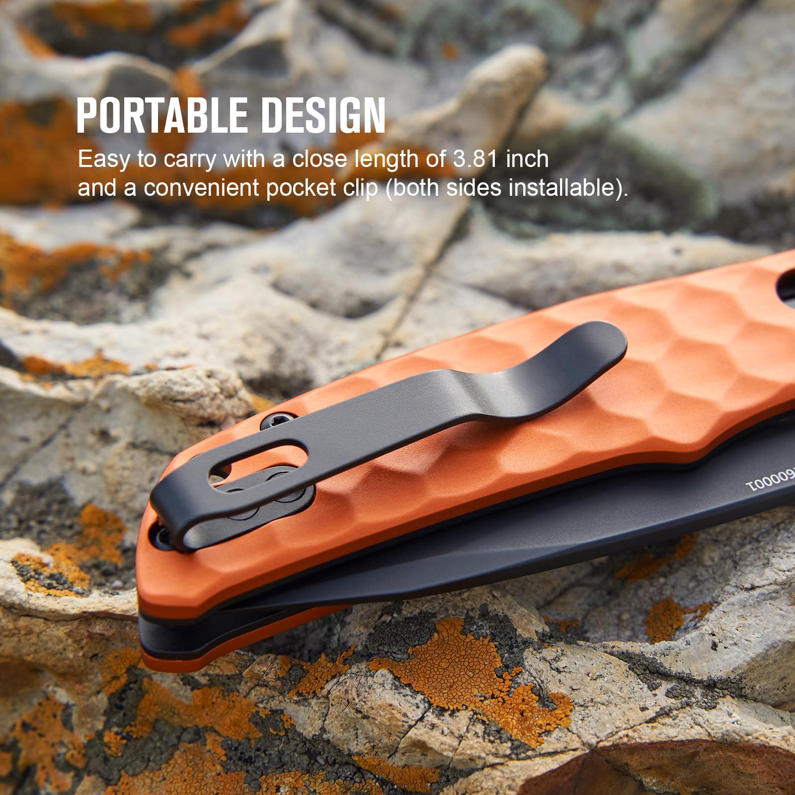 OKNIFE Rubato 3 Pocket Knife with 154CM Stainless Blade, Folding Knife for Camping, Hiking, Indoor and Outdoor Activities (Orange)