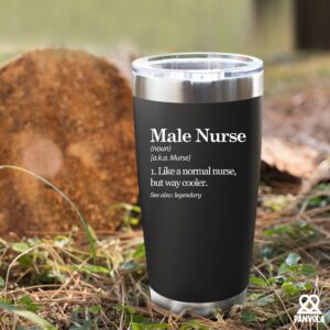 Male Nurse Definition Murse Like A Normal Nurse But Way Cooler Nurse Gifts to Boyfriend Husband Dad From Girlfriend Wife Mom Vacuum Insulated Tumbler Removable Lid and Straw (Black, 20 oz)