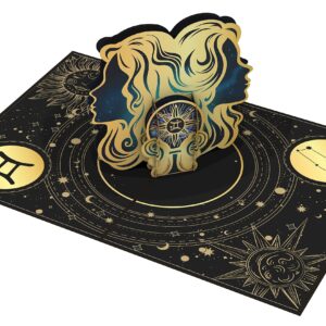 iGifts And Cards Gemini Zodiac Star Sign Birthday 3D Pop Up Greeting Card - Elegant Zodiac Sign Gift, Unique Birthday Present, Astrology Enthusiasts Surprise Celebration, Twin-Themed Party, 5x7