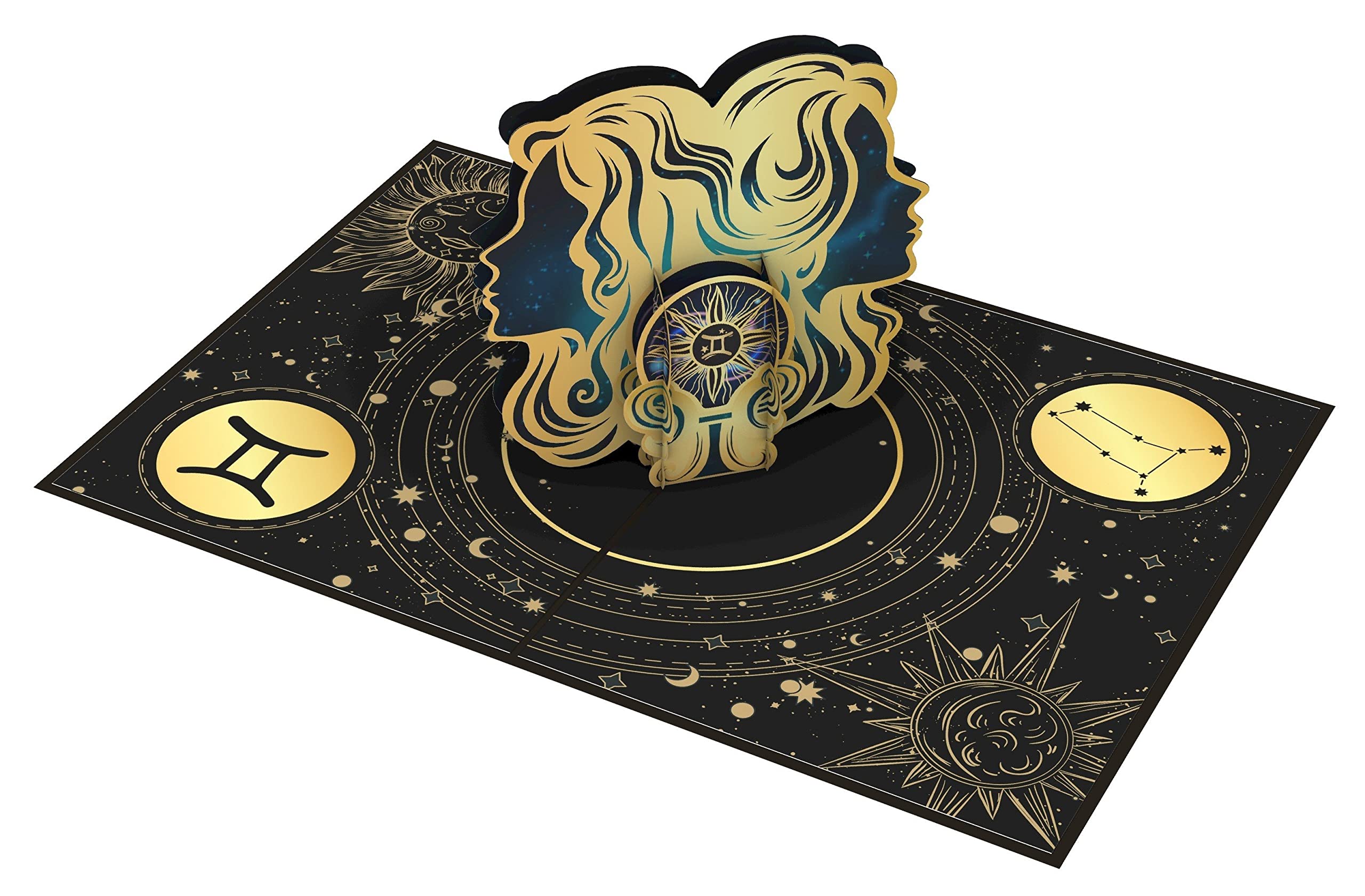 iGifts And Cards Gemini Zodiac Star Sign Birthday 3D Pop Up Greeting Card - Elegant Zodiac Sign Gift, Unique Birthday Present, Astrology Enthusiasts Surprise Celebration, Twin-Themed Party, 5x7