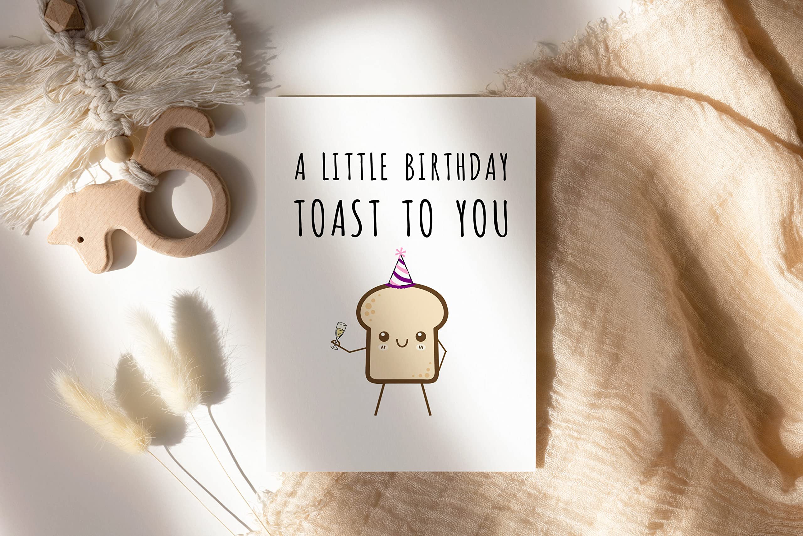 A Little Birthday Toast To You Card - Funny Birthday Card For Him Her Friend - Funny Pun Birthday Card - Toast Pun Birthday Card - Greeting Card