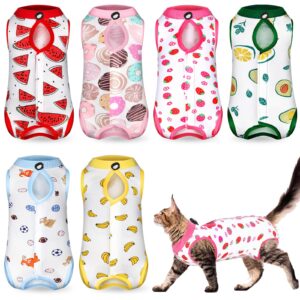 kacctyen 6 set cat recovery suit after surgery female and male cat surgery suit kitten recovery suit e collar alternative pajama cat clothes for spay suit abdominal skin anti licking(fruit,medium)