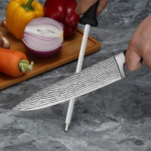 Chef knives (8.3 inch), Unokit Professional chef knife and honing steel, stainless steel, Ergonomic Handle, Ultra Sharp Chef Knife, Non-Stick Kitchen Knife, Chefs Knives and Honing Steel with Gift Box