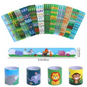 48 PCS Slap Bracelets Wristbands for Jungle Safari Party Favors, Safari and Jungle Theme Party Decoration Tools