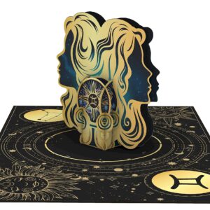 iGifts And Cards Gemini Zodiac Star Sign Birthday 3D Pop Up Greeting Card - Elegant Zodiac Sign Gift, Unique Birthday Present, Astrology Enthusiasts Surprise Celebration, Twin-Themed Party, 5x7