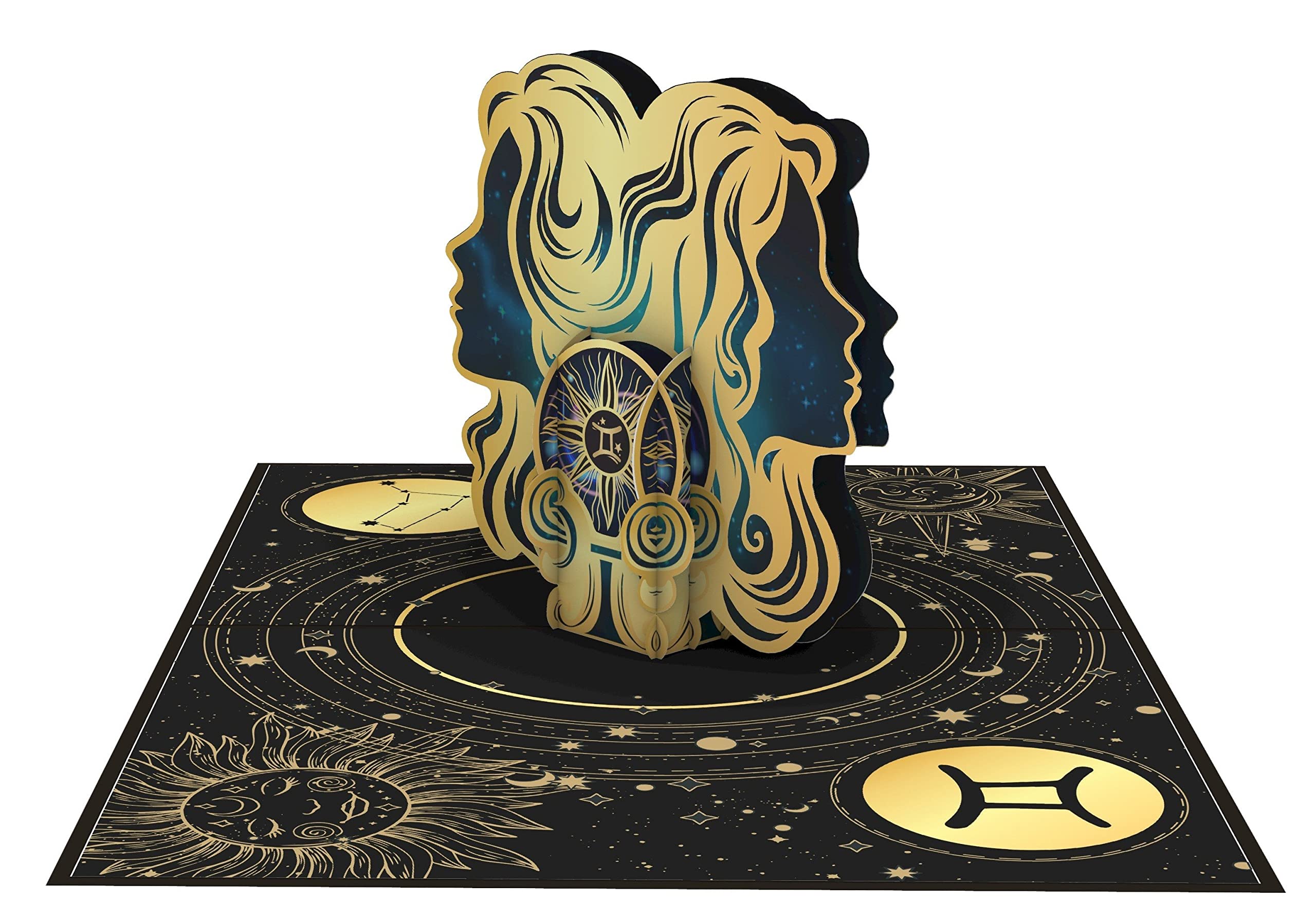 iGifts And Cards Gemini Zodiac Star Sign Birthday 3D Pop Up Greeting Card - Elegant Zodiac Sign Gift, Unique Birthday Present, Astrology Enthusiasts Surprise Celebration, Twin-Themed Party, 5x7